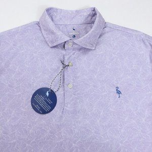 Tailorbyrd Men`s Performance Polo Golf Shirt Size M XL Leaf Print Stretch Purple